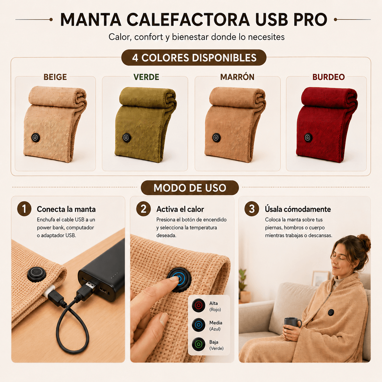 Manta Calefactora USB Pro