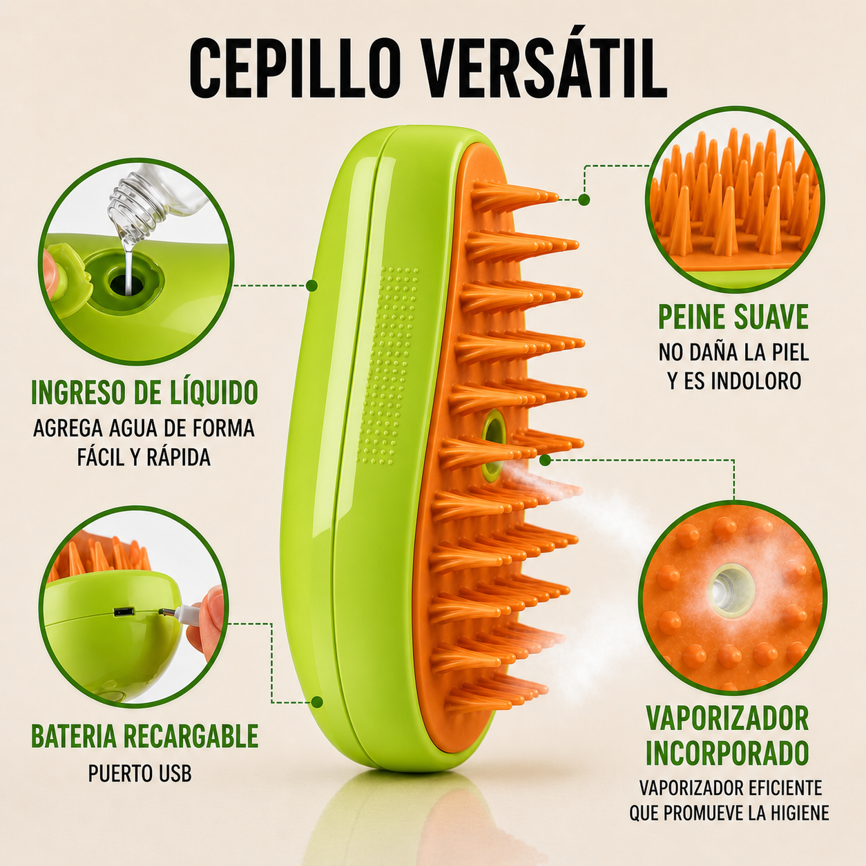 Cepillo Vaporizador para Mascotas