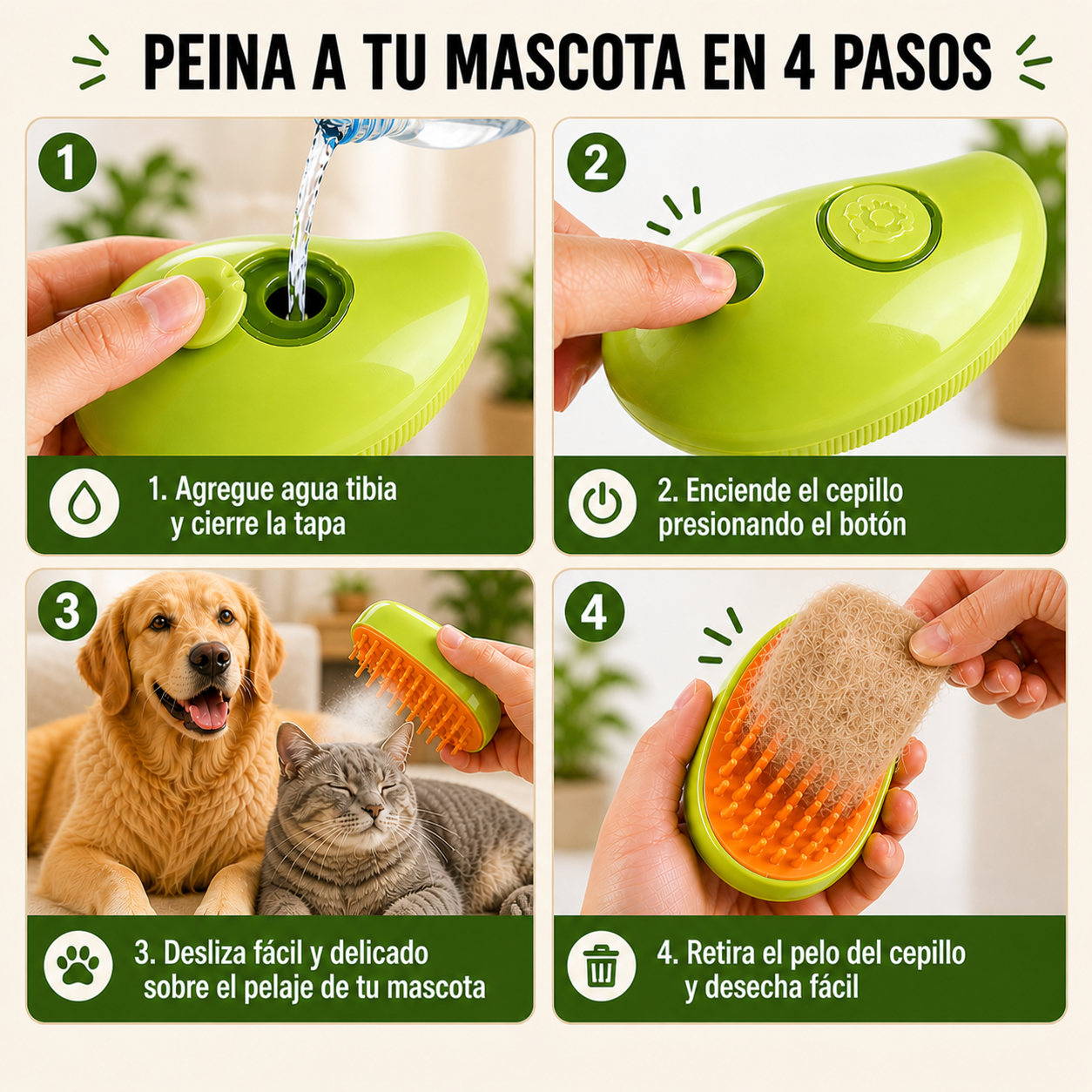 Cepillo Vaporizador para Mascotas